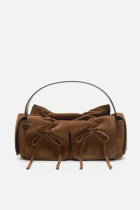 Bolso de hombro de ante Multipocket