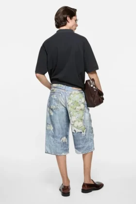 Pantalones cortos vaqueros con efecto trampantojo